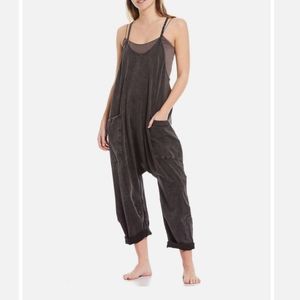 Free People Movement Hotshot Onezie Washed Black Oversized XS